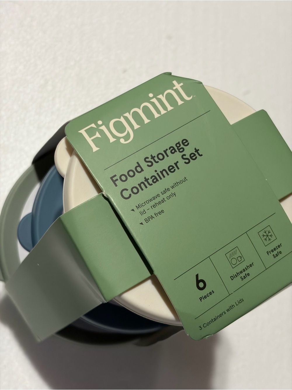 Mint Figmint Round Food Storage Containers in Mint and Cream